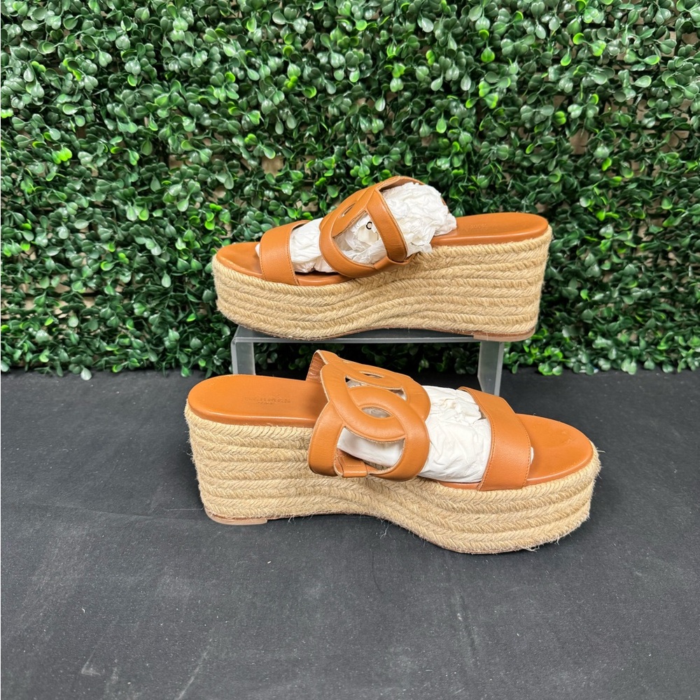 HERMES Nappa Ithea Espadrille Wedge Sandals - W9 - Picture 2 of 12